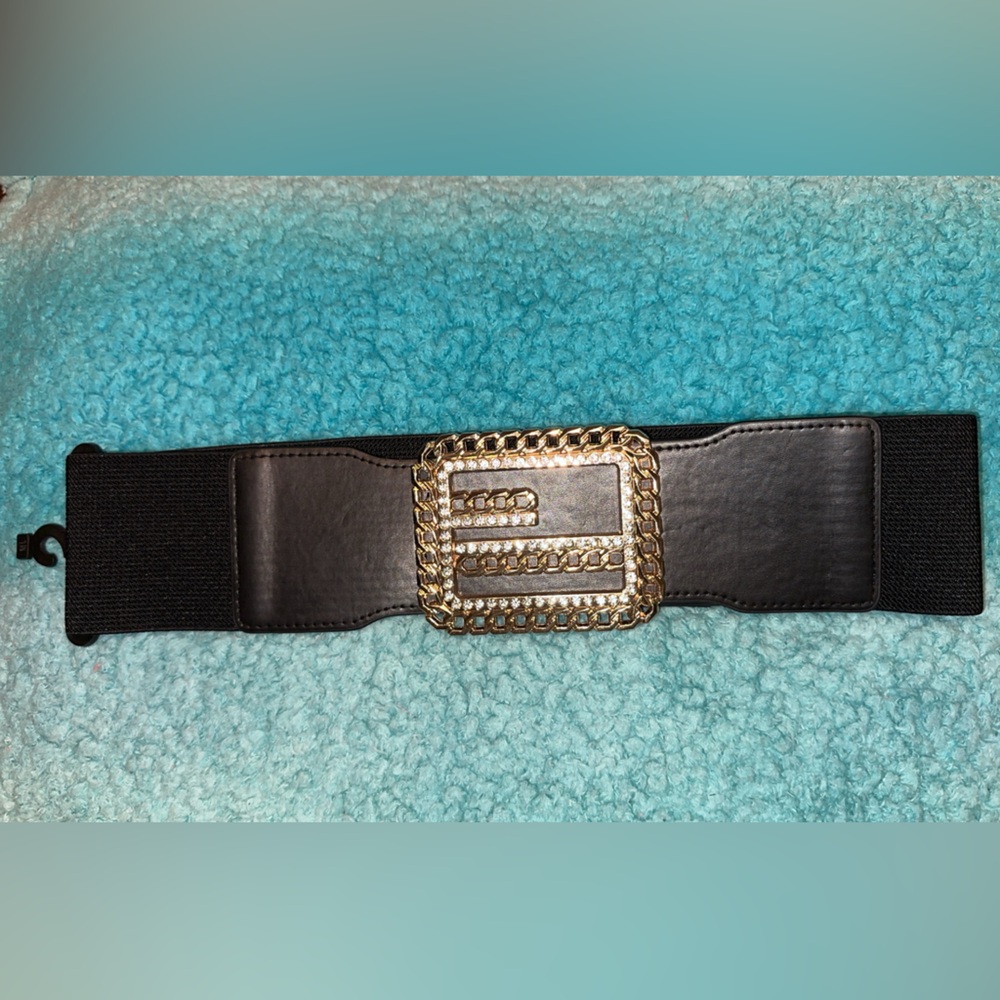 Black Belt with Gold Chain Buckle